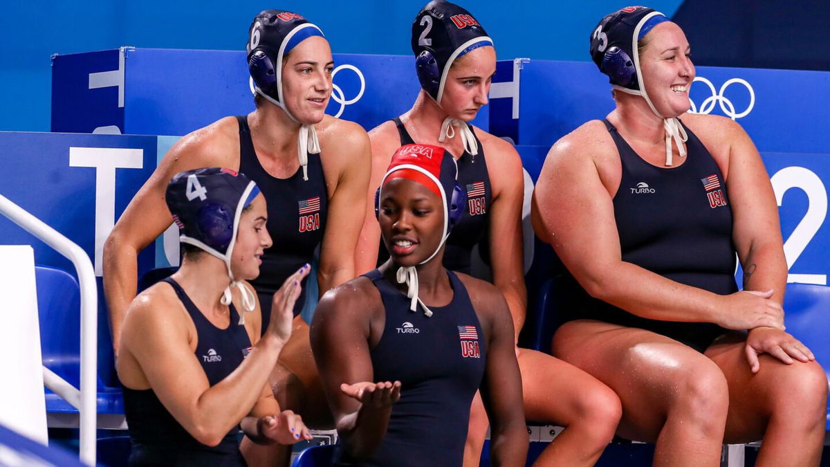 Team USA during the Tokyo 2020 Olympic Waterpolo Tournament women's quarterfinal match versus Canada