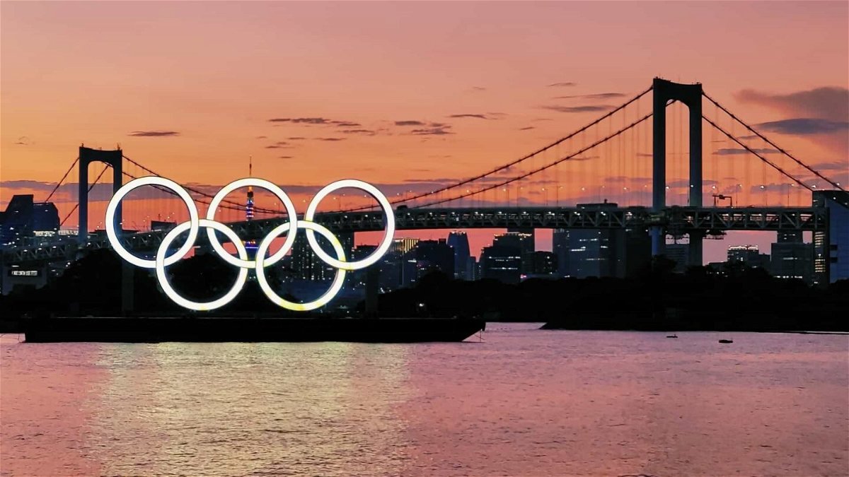 Tokyo sunset Olympic rings thumb