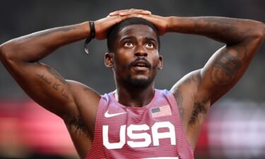 Trayvon Bromell of Team United States reacts after competing in the Men's 100m Semi-Final on day nine of the Tokyo 2020 Olympic Games