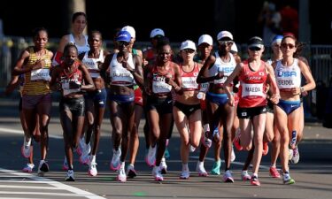 Athletes compete in the Women's Marathon Final in the 2020 Tokyo Olympic Games.