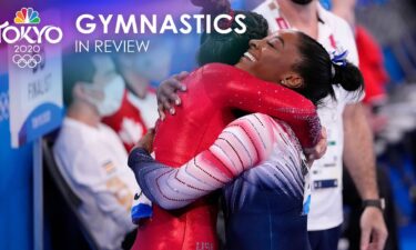 Suni Lee and Simone Biles hug