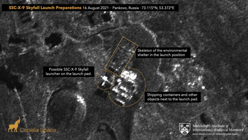 <i>Courtesy Capella Space</i><br/>New satellite images show Russia may be preparing another test of its nuclear-powered cruise missile