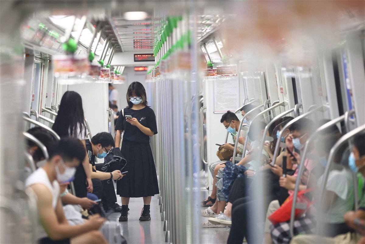 <i>Yang Bo/China News Service/Getty Images</i><br/>People wear face masks on the subway amid the Delta variant outbreak on July 27 in Nanjing