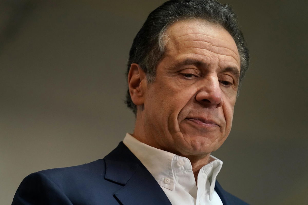 <i>Seth Wenig/Pool/Getty Images</i><br/>New York Governor Andrew Cuomo is shown speaking on March 17 in New York City. An assistant to Cuomo