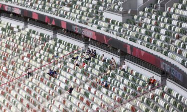 NBC's TV audience for the summer Olympics is down a whopping 45% from the Rio games in 2016. This image shows Rows of empty seats  in the Olympic Stadium on August 04