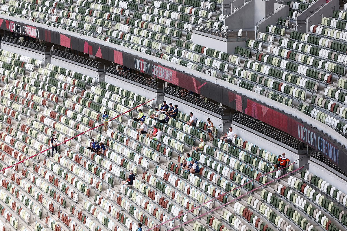 <i>Leon Neal/Getty Images</i><br/>NBC's TV audience for the summer Olympics is down a whopping 45% from the Rio games in 2016. This image shows Rows of empty seats  in the Olympic Stadium on August 04