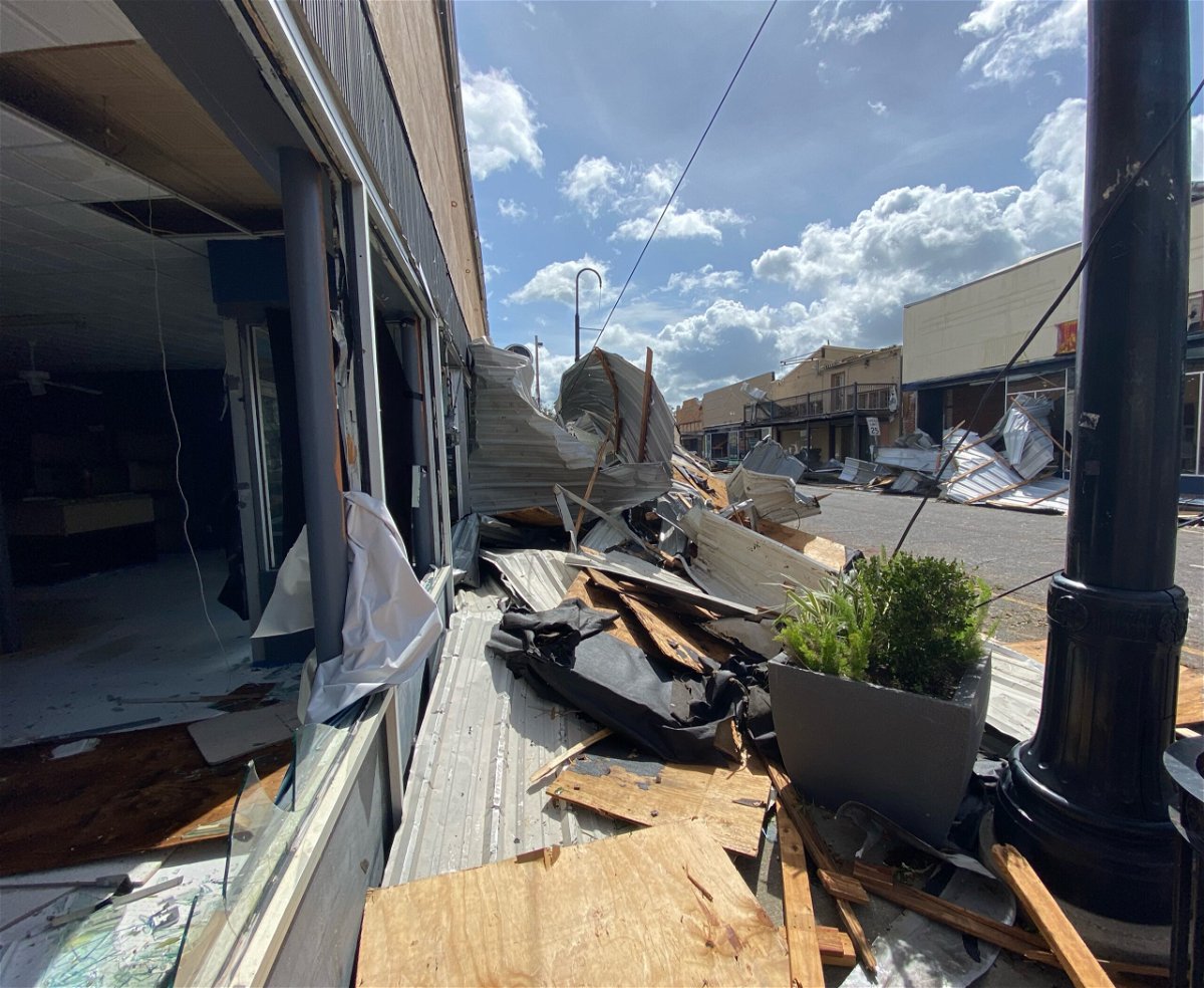 <i>CNN / Derek Van Dam</i><br/>CNN's meteorologist Jennifer Gray's photo of Hurricane Ida's damage in downtown Houma