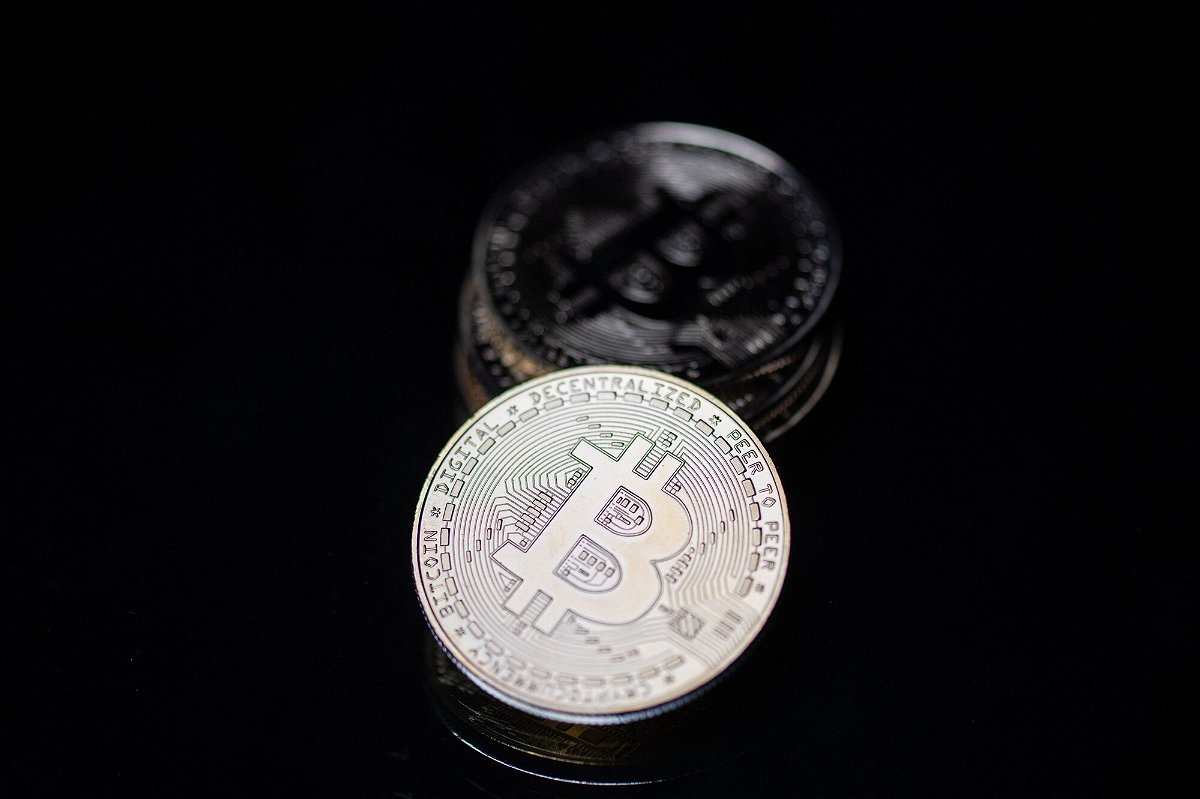 <i>Martin Bureau/AFP/Getty Images</i><br/>This photograph shows a physical imitation of the Bitcoin cryptocurrency.
