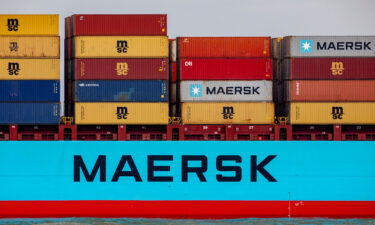 Shipping giant Maersk just ordered 8 carbon neutral ships. Sea containers here lie on a cargo ship in Rotterdam Harbour on April 4