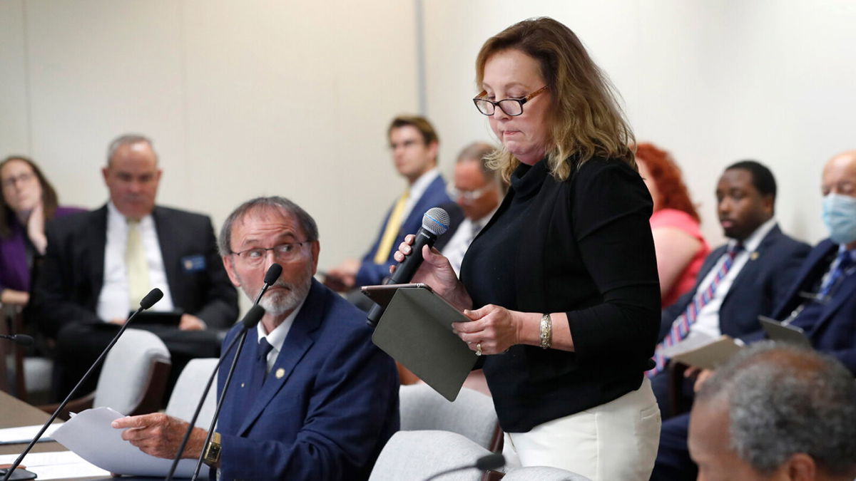 <i>Ethan Hyman/The News & Observer/AP</i><br/>Judy Wiegand speaks during a House Judiciary Committee meeting in Raleigh