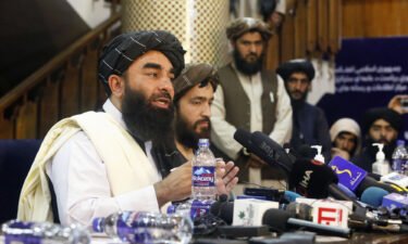 Spokesman Zabihullah Mujahid conducts the Taliban's first news conference since they seized power in Afghanistan.