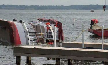 The boat capsized during a strong thunderstorm on Lake Conroe. There were 53 people on board