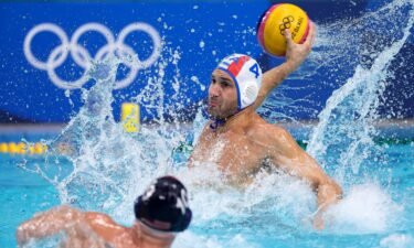 Pietro Figlioli of Team Italy in action during the Men's Classification 5th-8th match between Italy and the United States on day fourteen of the Tokyo 2020 Olympic Games at Tatsumi Water Polo Centre on August 6 in Tokyo
