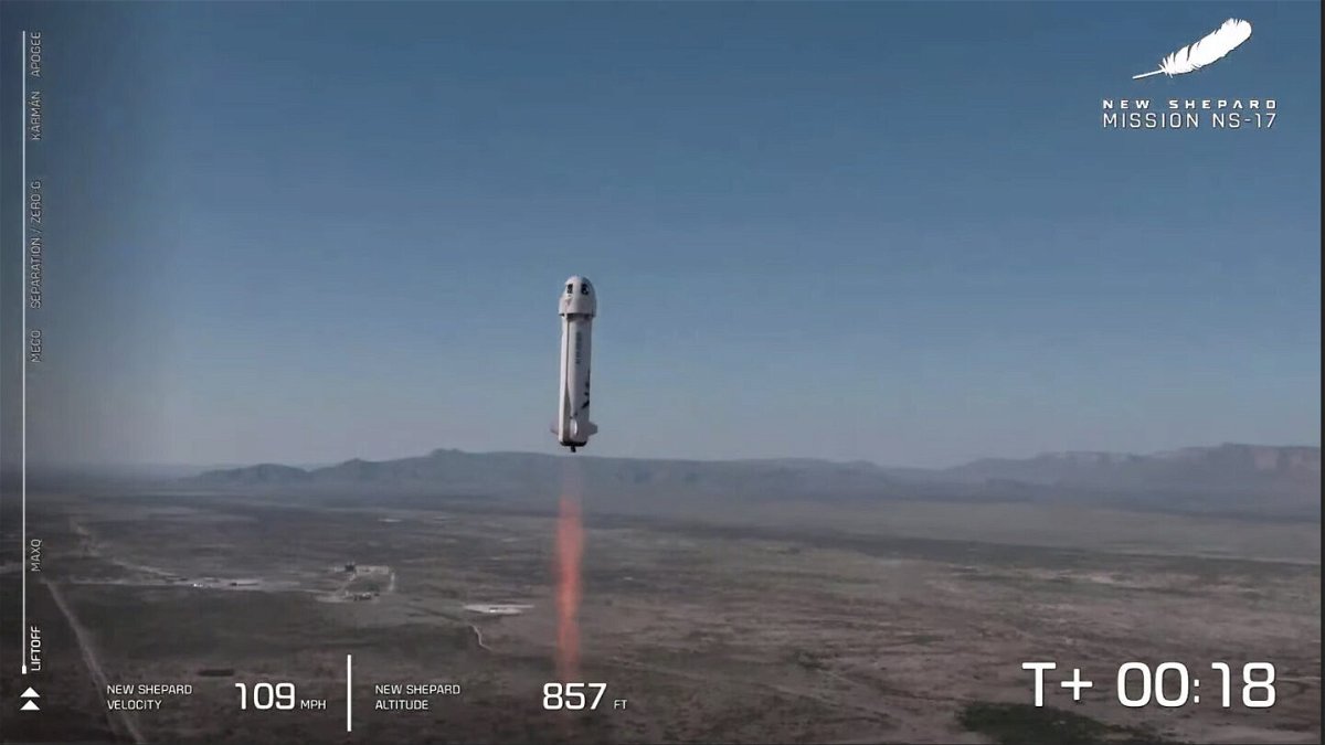 <i>Blue Origin</i><br/>Blue Origin completed its first test flight with no passengers Thursday morning.