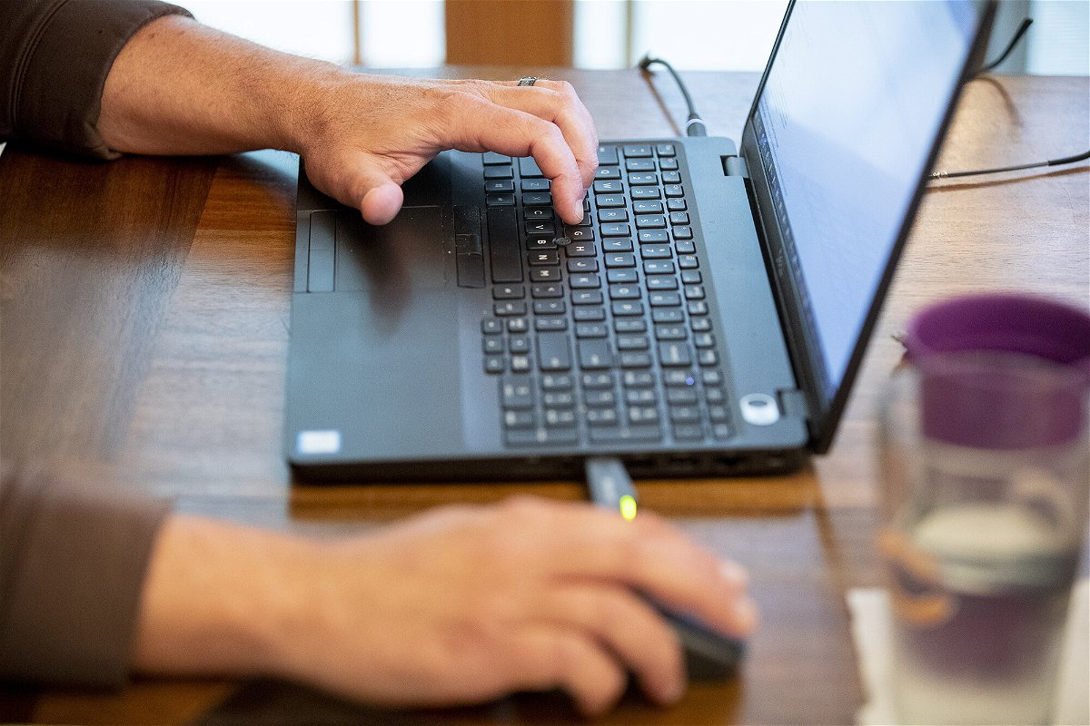 <i>Daniel Acker/Bloomberg/Getty Images</i><br/>A person uses a laptop computer while working from home in Princeton