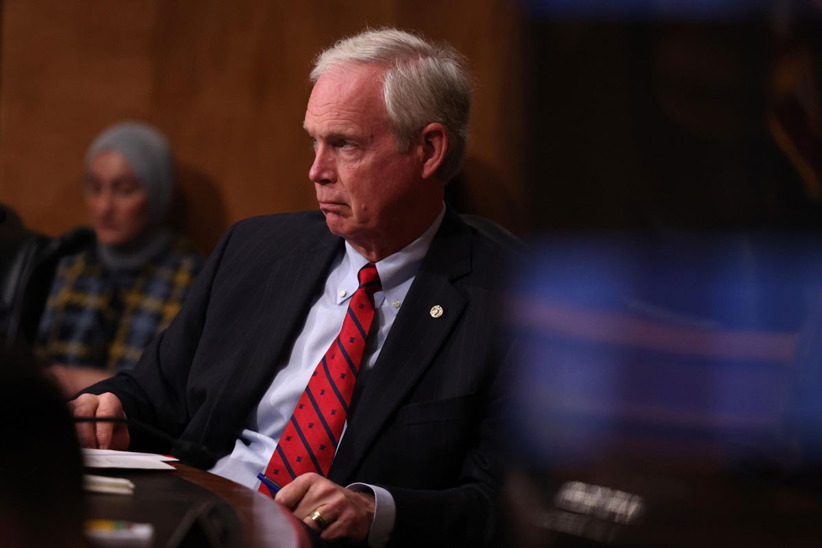 <i>Anna Moneymaker/Getty Images North America/Getty Images</i><br/>U.S. Sen. Ron Johnson (R-WI) listens during a hearing on consideration of statehood for the District of Columbia in the Senate Homeland Security and Governmental Affairs Committee on June 22