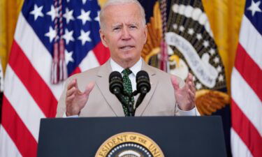 President Joe Biden speaks about the July jobs report during an event at the White House