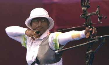 Deepika Kumari shooting in the women's tournament.