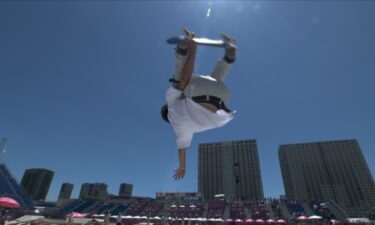 Olympic snowboarder Ayumu Hirano competes in skateboarding