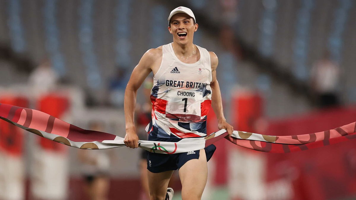 Joseph Choong crosses the finish line