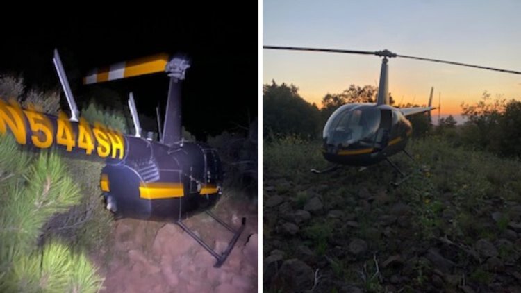 <i>Yavapai Co. Sheriff via KPHO/KTVK</i><br/>A regular rescue for a couple of hikers in Yavapai County took a turn when the helicopter lost power but the pair still got to safety thanks to the pilot. The helicopter after it lost power is on the left while the photo of the right is of the helicopter when it first landed
