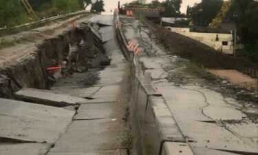 Nebraska 1 near Murray had to be closed after a section of the highway collapsed because of heavy rain.