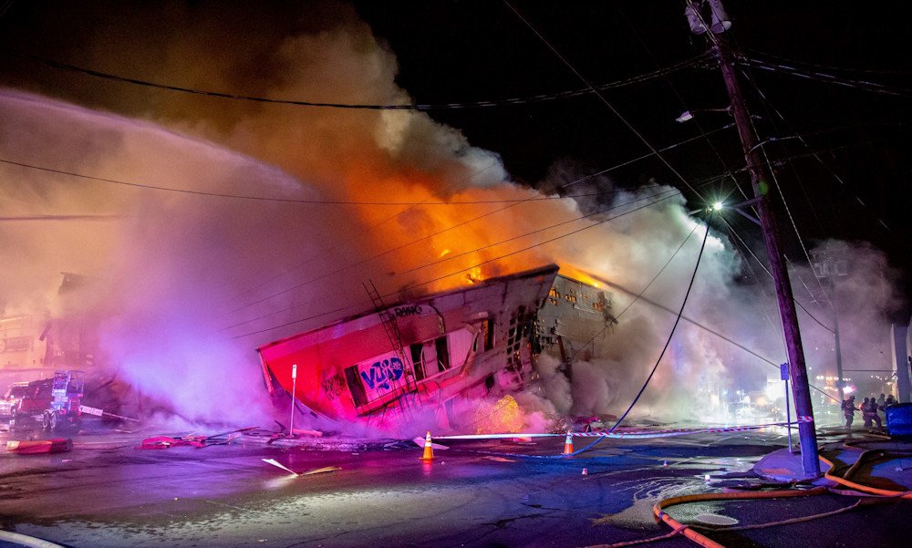Long-abandoned building in SE Portland collapses during fire early Friday
