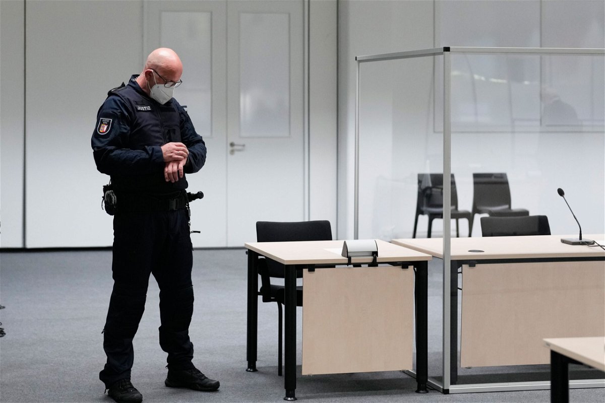 <i>Markus Schreiber/AP</i><br/>96-year-old Nazi war crimes suspect goes on the run ahead of her trial. Pictured is a judicial officer at the court room in Itzehoe before the trial for the defendant was due to start.