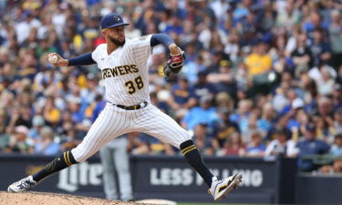 Milwaukee Brewers relief pitcher Devin Williams pitches against the New York Mets on Sunday.