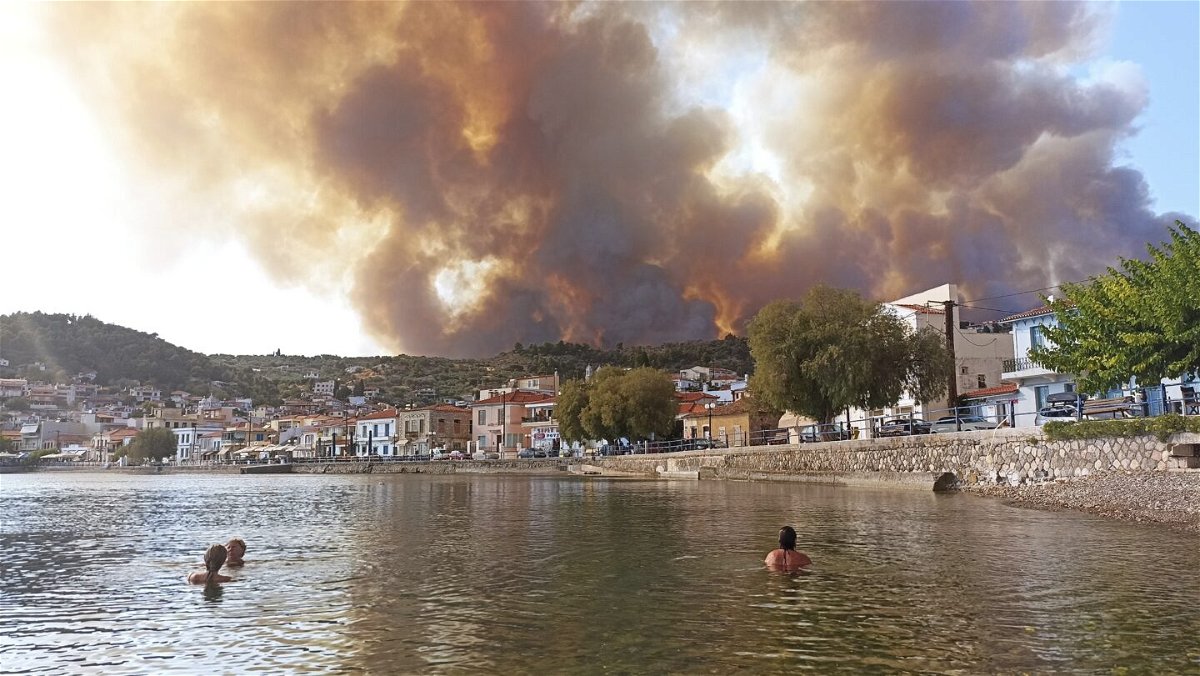<i>Michael Pappas/AP</i><br/>Europe experienced its hottest summer on record this year. Flames burn near the Greek village of Limni