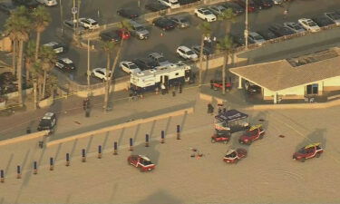 The scene of an officer-involved shooting in Huntington Beach