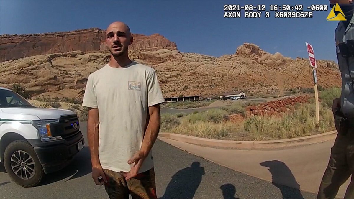 <i>Moab Police Department</i><br/>Bodycam footage from the Moab Police Department from August shows them talking with Brian Laundrie.