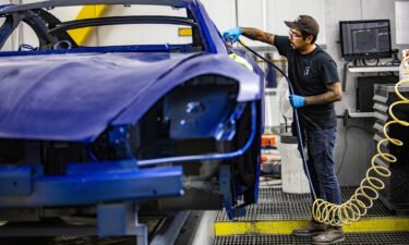 Automakers are having trouble getting parts and raw materials. Pictured is a production line inside the Karma Automotive LLC plant in Moreno Valley