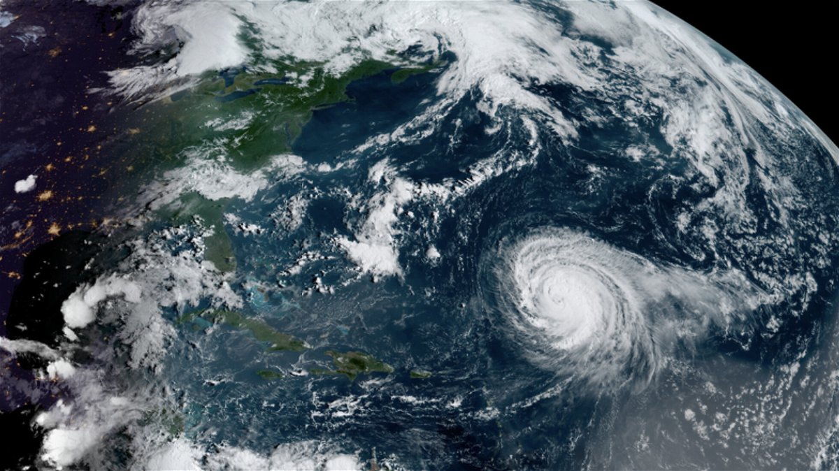 <i>NOAA / CIRA / RAMMB</i><br/>This satellite image shows Hurricane Larry as it churns northward.