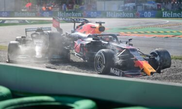 Verstappen and Hamilton collide during the Italian Formula One Grand Prix on September 12.