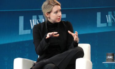 Elizabeth Holmes speaking at a Wall Street Journal technology conference in Laguna Beach