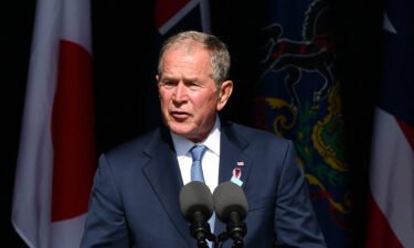 Former US President George W. Bush speaks during a 9/11 commemoration at the Flight 93 National Memorial in Shanksville