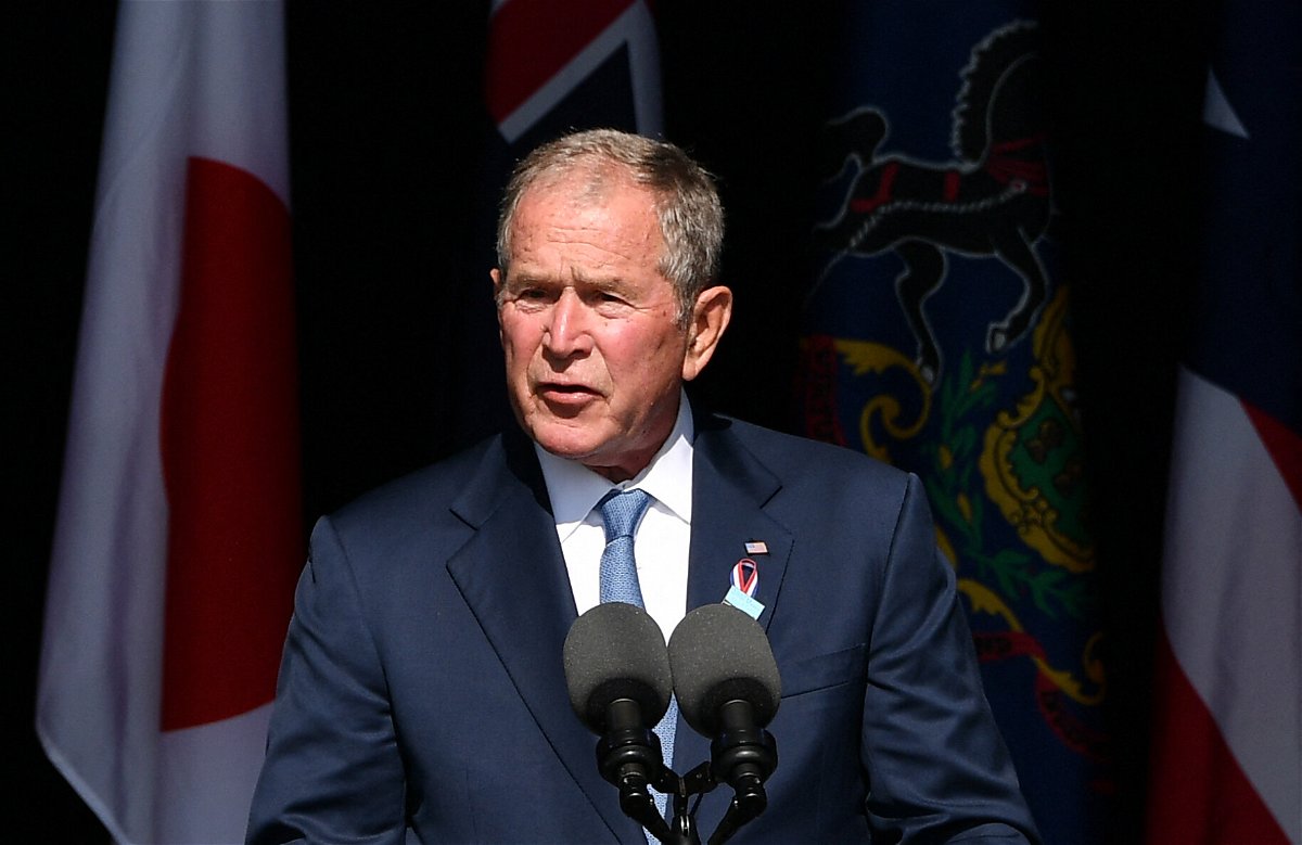 <i>MANDEL NGAN/AFP/AFP via Getty Images</i><br/>Former US President George W. Bush speaks during a 9/11 commemoration at the Flight 93 National Memorial in Shanksville