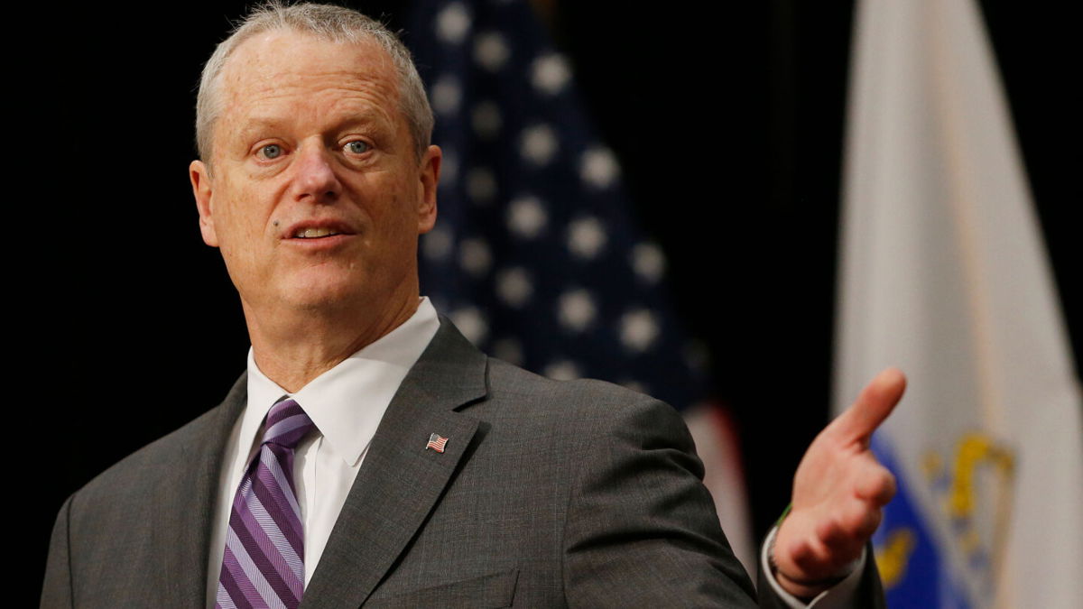 <i>Jessica Rinaldi/The Boston Globe via Getty Images</i><br/>Gov. Charlie Baker said getting children to school safely is critical.