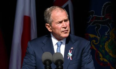Former US President George W. Bush speaks during a 9/11 commemoration at the Flight 93 National Memorial in Shanksville
