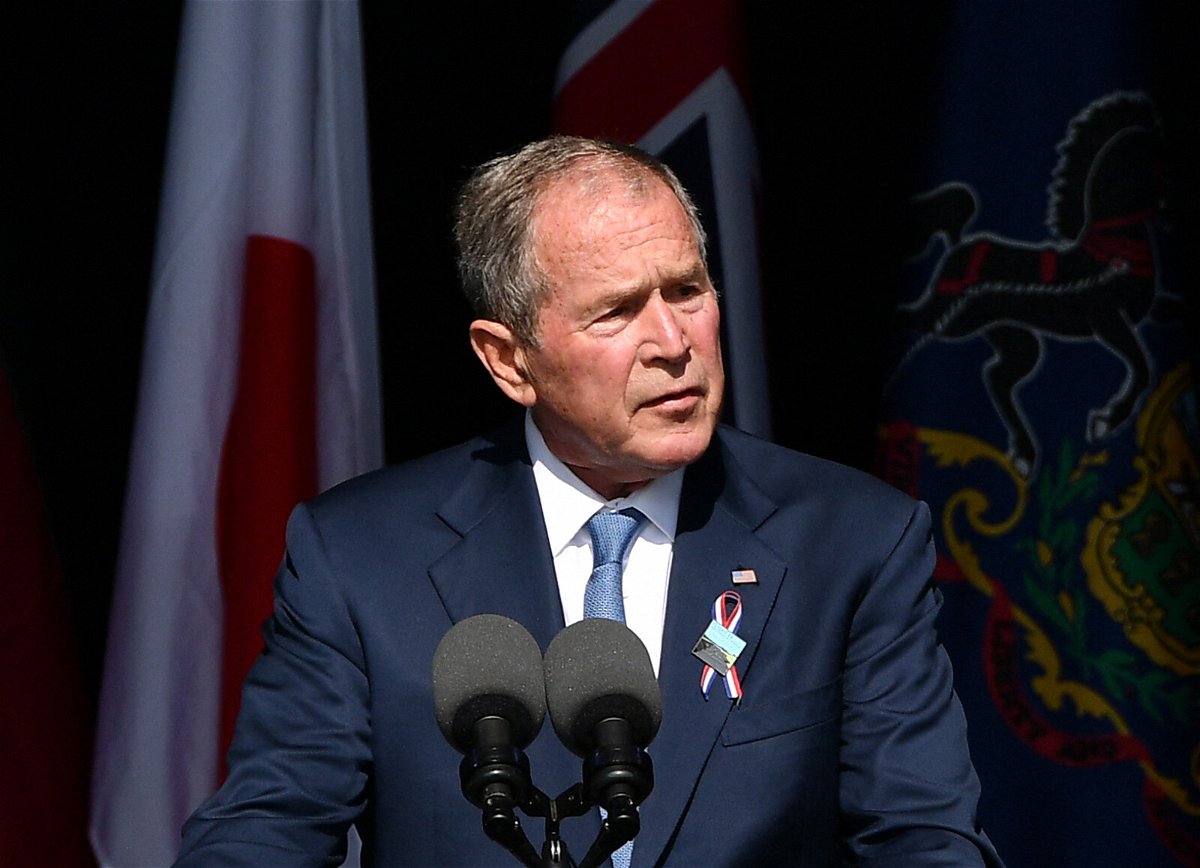 <i>Mandel Ngan/AFP/Getty Images</i><br/>Former US President George W. Bush speaks during a 9/11 commemoration at the Flight 93 National Memorial in Shanksville