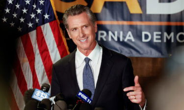 California Governor Gavin Newsom speaks after the polls close on the recall election