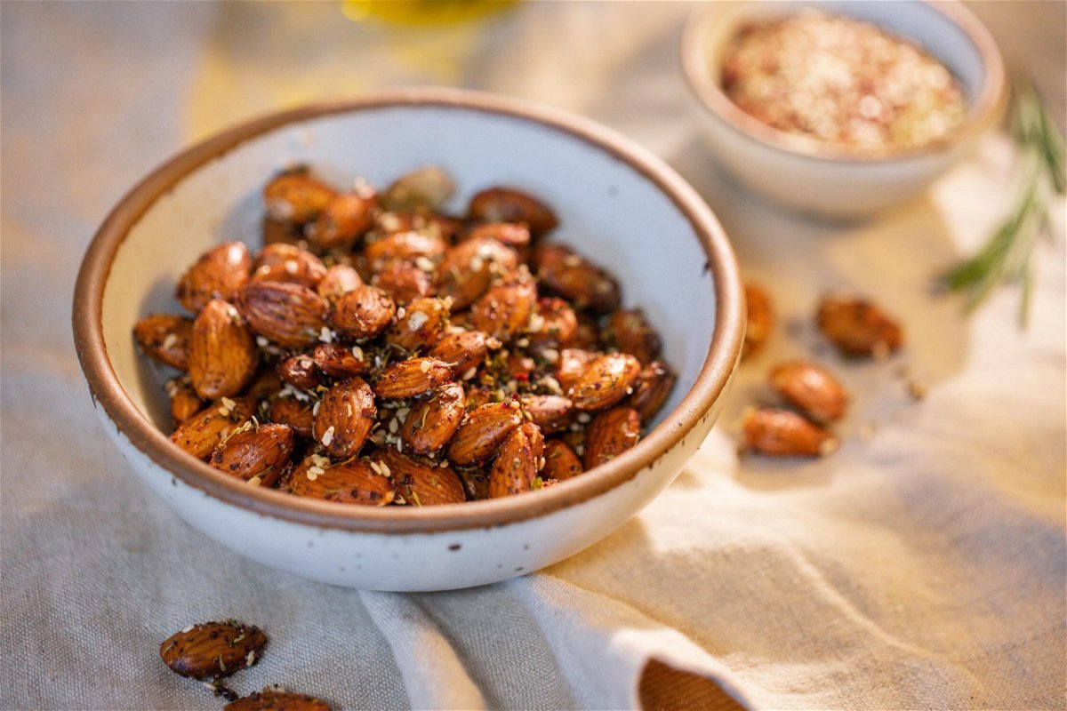 <i>Heather Fulbright/CNN</i><br/>Roasted almonds get an upgrade with za'atar and rosemary.