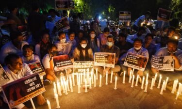 Supporters of Indian National Congress protest the rape and murder of a 9-year-old girl on August 4