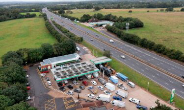 A view of drivers lining up for fuel on September 28