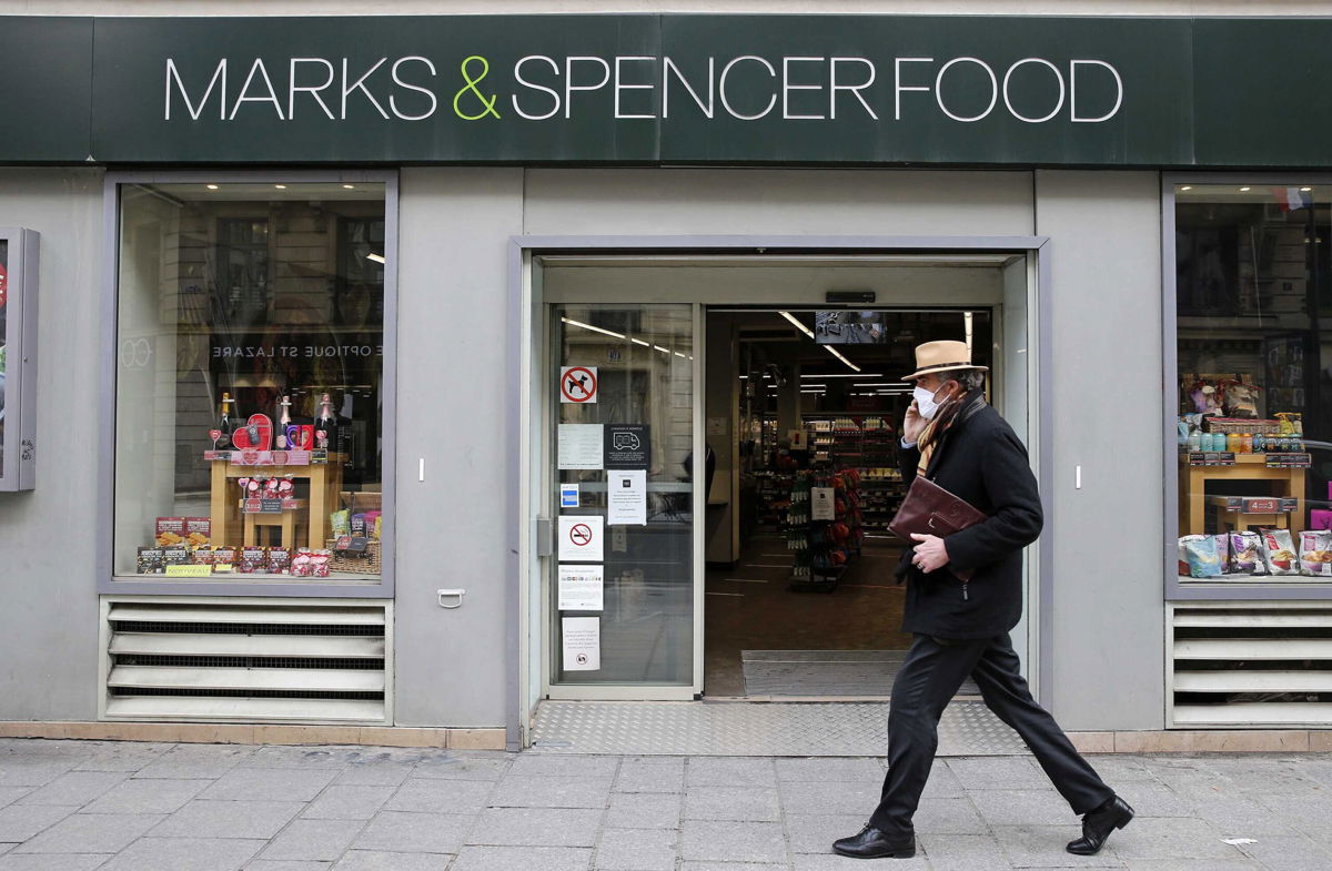 <i>Chesnot/Getty Images</i><br/>Marks & Spencer is closing 11 of its stores in France because of supply chain problems related to Brexit. Pictured is a Marks & Spencer food store in Paris.