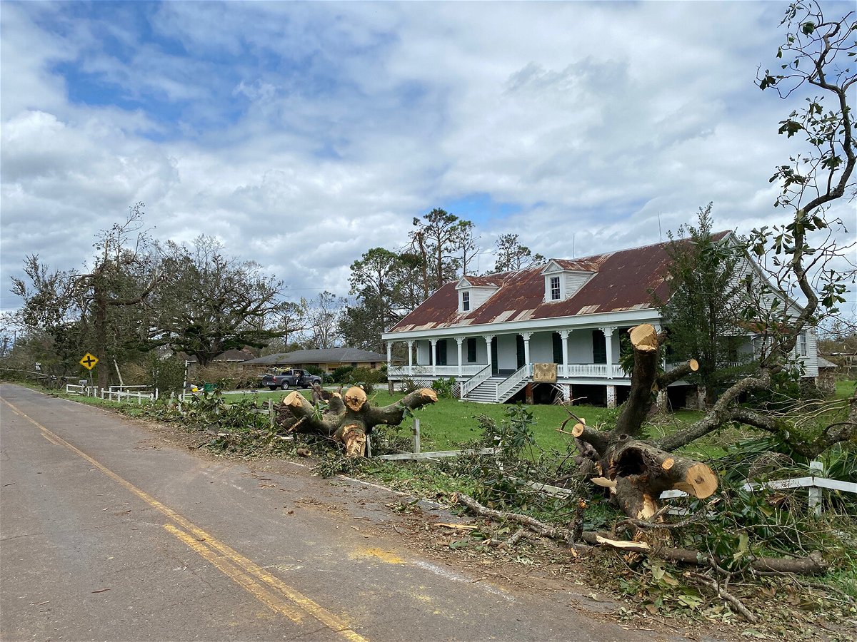 <i>Courtesy Timothy Sheehan</i><br/>Downed trees are seen around the historic house in LaPlace