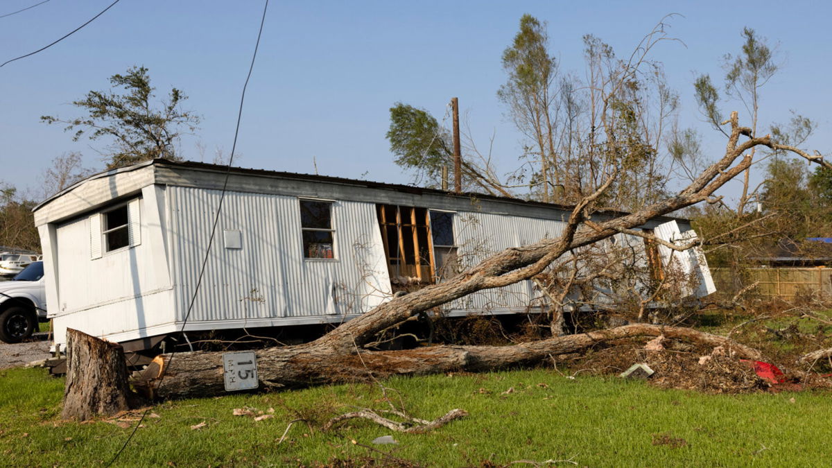 <i>Edmund D. Fountain for CNN</i><br/>A damaged trailer is seen in Reserve