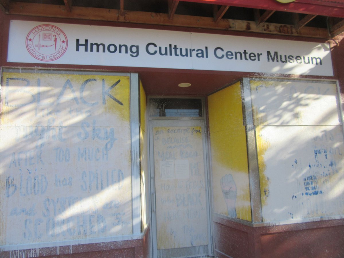 <i>Courtesy Mark Pfeifer</i><br/>Vandals covered the front of the museum in white paint.