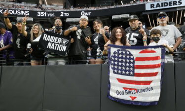 Fans cheer on the Raiders at Allegiant Stadium on Monday.